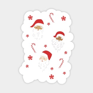 Peppermint Santas on Vivid Teal Sticker